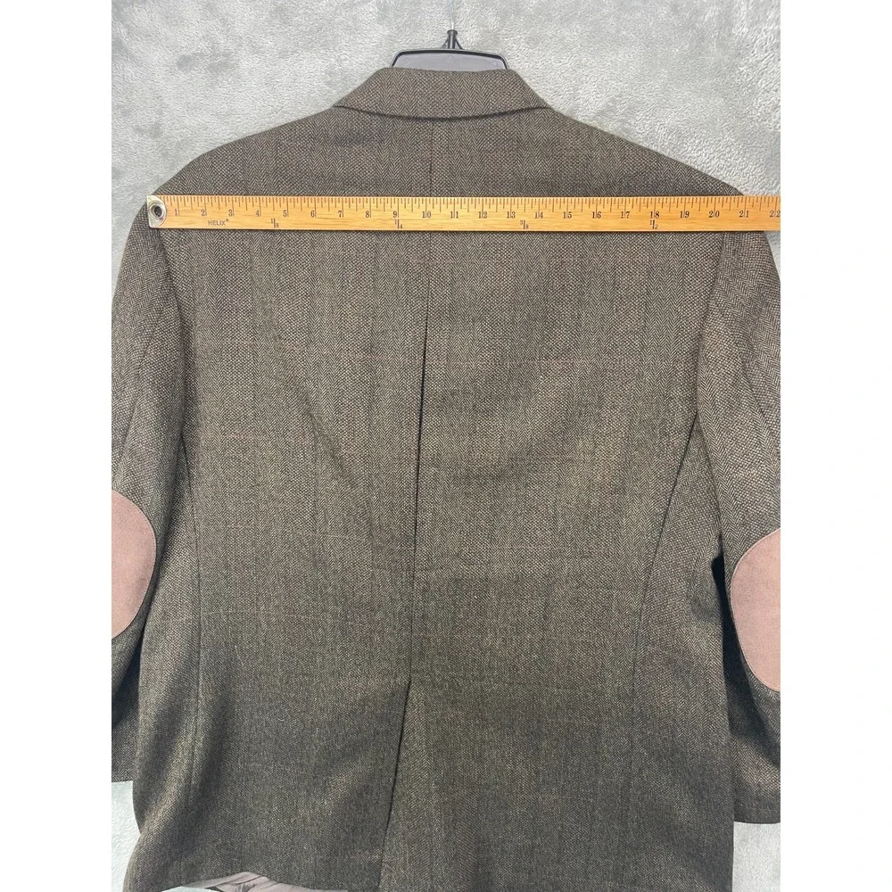 Oscar de la Renta‎ Men's Blazer 46R Brown Elbow Patch Lambswool Sport Coat